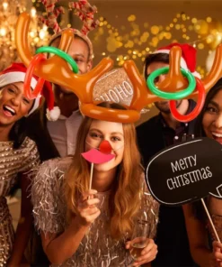 Juego de lanzamiento de anillos de renos navideños