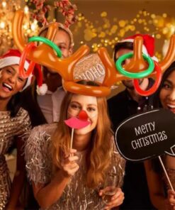 Juego de lanzamiento de anillos de astas de reno navideño