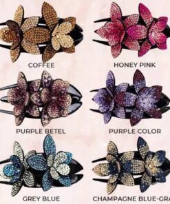 Pinza para el pelo con doble flor y diamantes de imitación