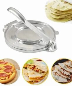 Prensatelas para tortillas de acero inoxidable con mango